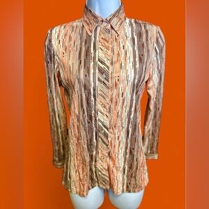 Vintage 1970’s brown, peach and cream colored button down dagger collar